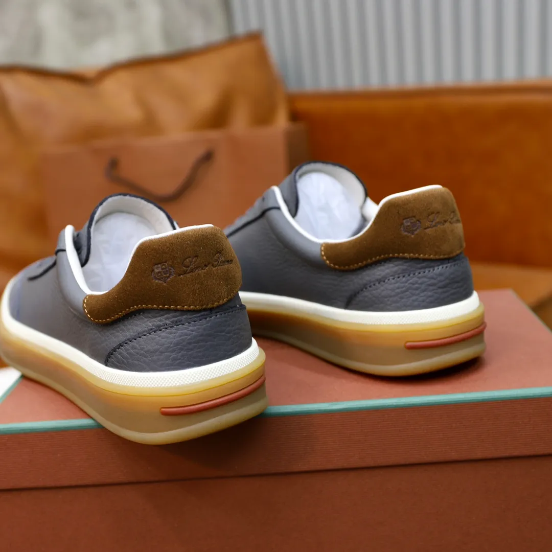 Men's Men's Shoes💰540💰••New Products•• LoroPian*_Noyo-Pianya New men's casual moral training sneakers, LP lace-up casual shoes!  Made of original imported soft cowhide and suede fabric, it highlights the sporty style. The heel is decorated with logo embossing and the original molding. The raw rubber translucent sole combined with the color welt adds a sense of modernity to the shoe. The shoe is overall refreshing and easy to match with style. It has a full cowhide lining for the feet. The original box packaging at the counter comes with wooden balls and a dust bag! Size: 38-44 (.45 customized)